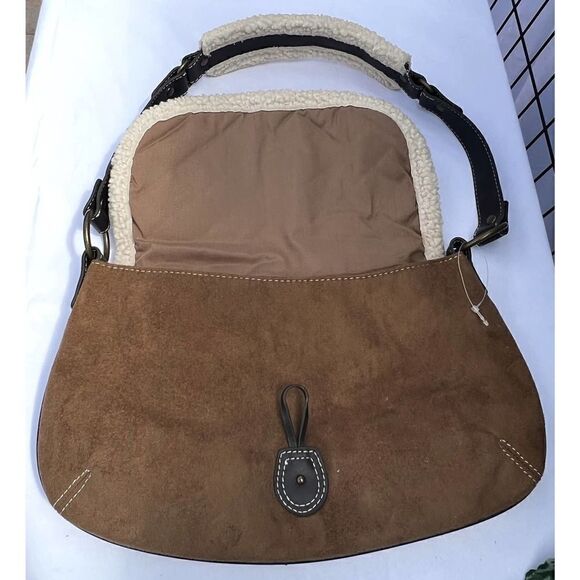 Old Navy Hobo Bag - Brown Suede like material with Sherpa accent - Picture 4 of 6